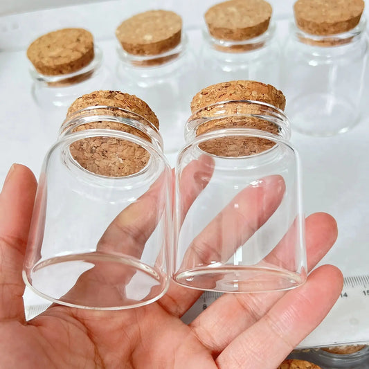 Set Di 6 Barattoli Di Vetro Da 60 Ml Con Tappo Per Conservazione Spezie Dolci Fiale E Caramelle