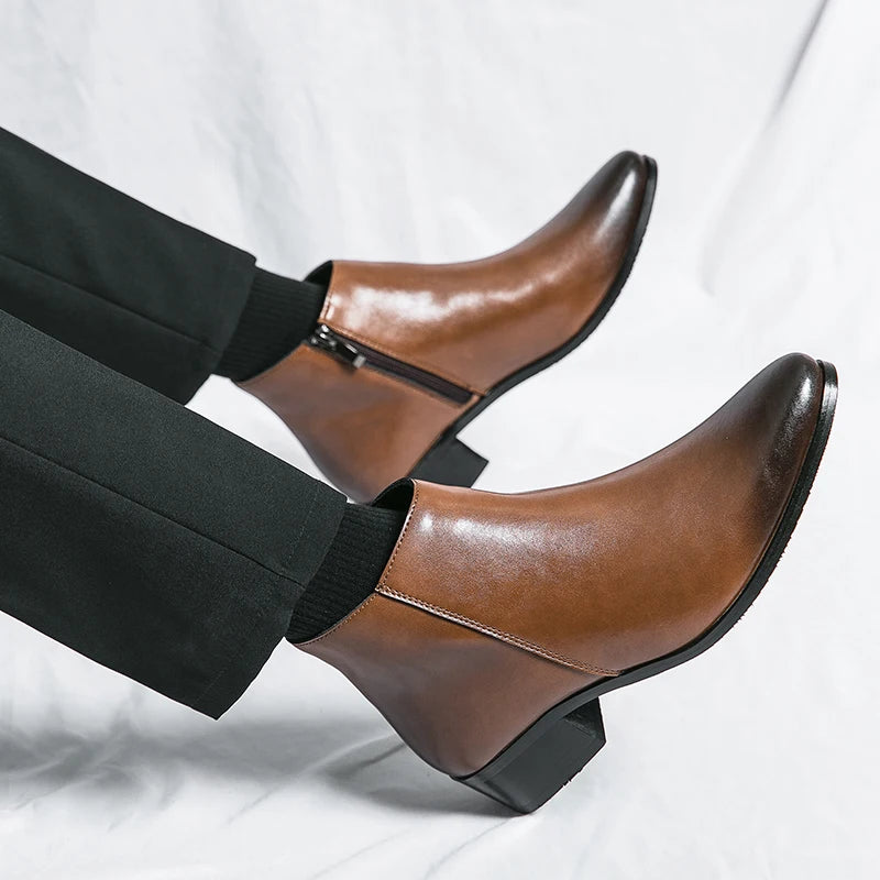 Stivaletti Chelsea Classici Da Uomo Neri In Pelle In Stile Britannico Con Zip Slip On Eleganti Alte