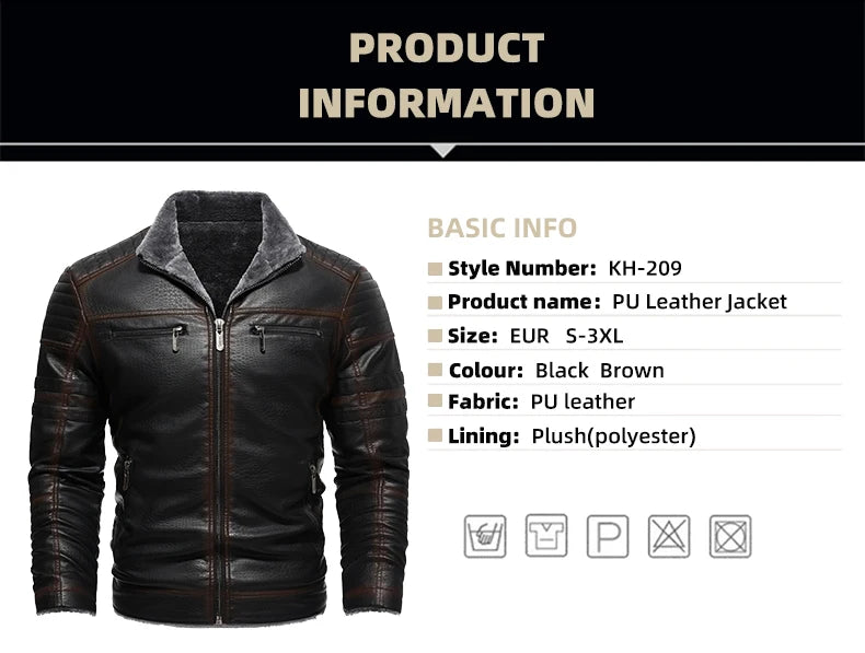 Cappotto Invernale Da Uomo In Pelle PU Addensata Peluche Caldo Retro Stile Urbano