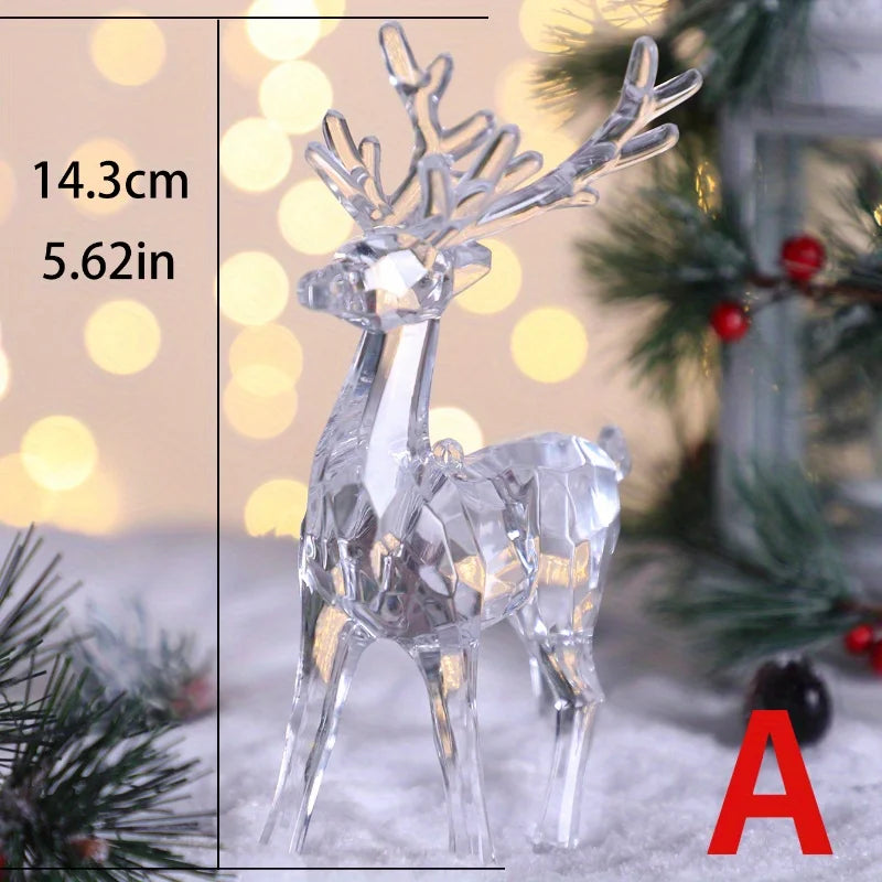 Figurina di Cervo in Plastica Trasparente Renna Ornamentale per Tavolo Decorazione Natalizia Scrivania Esposizione