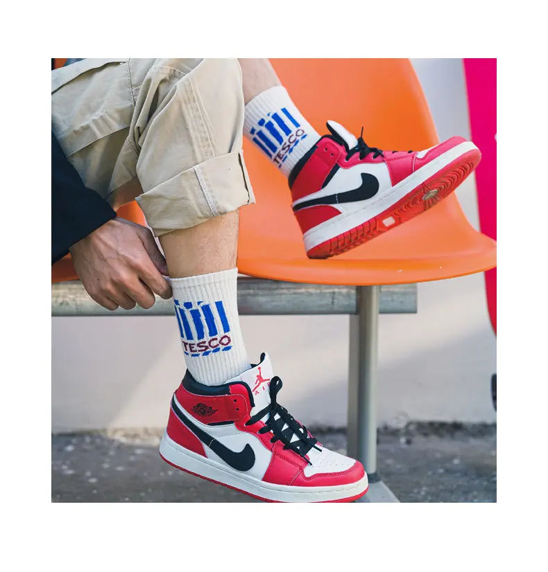 Calzini A Tubo Unisex Multicolore Traspiranti Con Alfabeti Per Sport Hip Hop Street Coppie