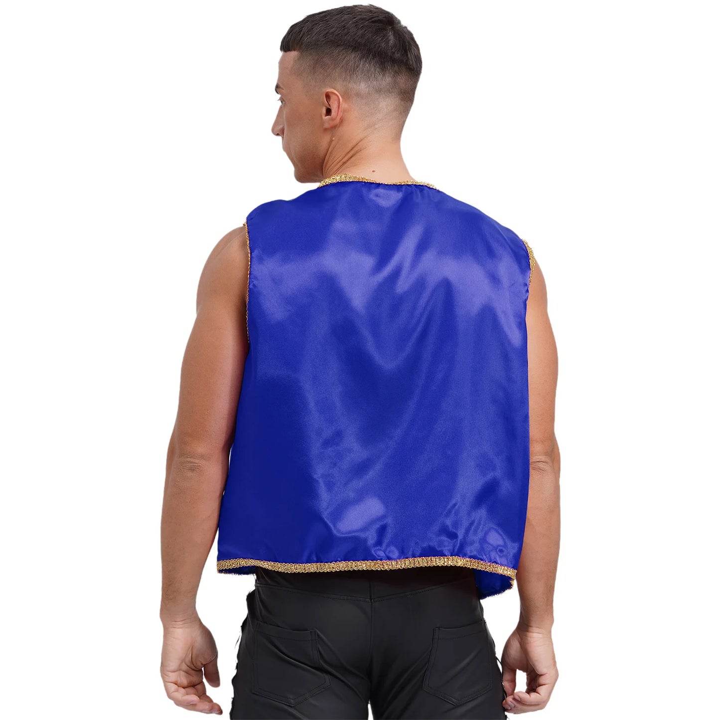 Costume Fantasy Myth Prince Aladin per adulti Gilet senza maniche e pantaloni Abito da palcoscenico per feste a tema Halloween Cosplay