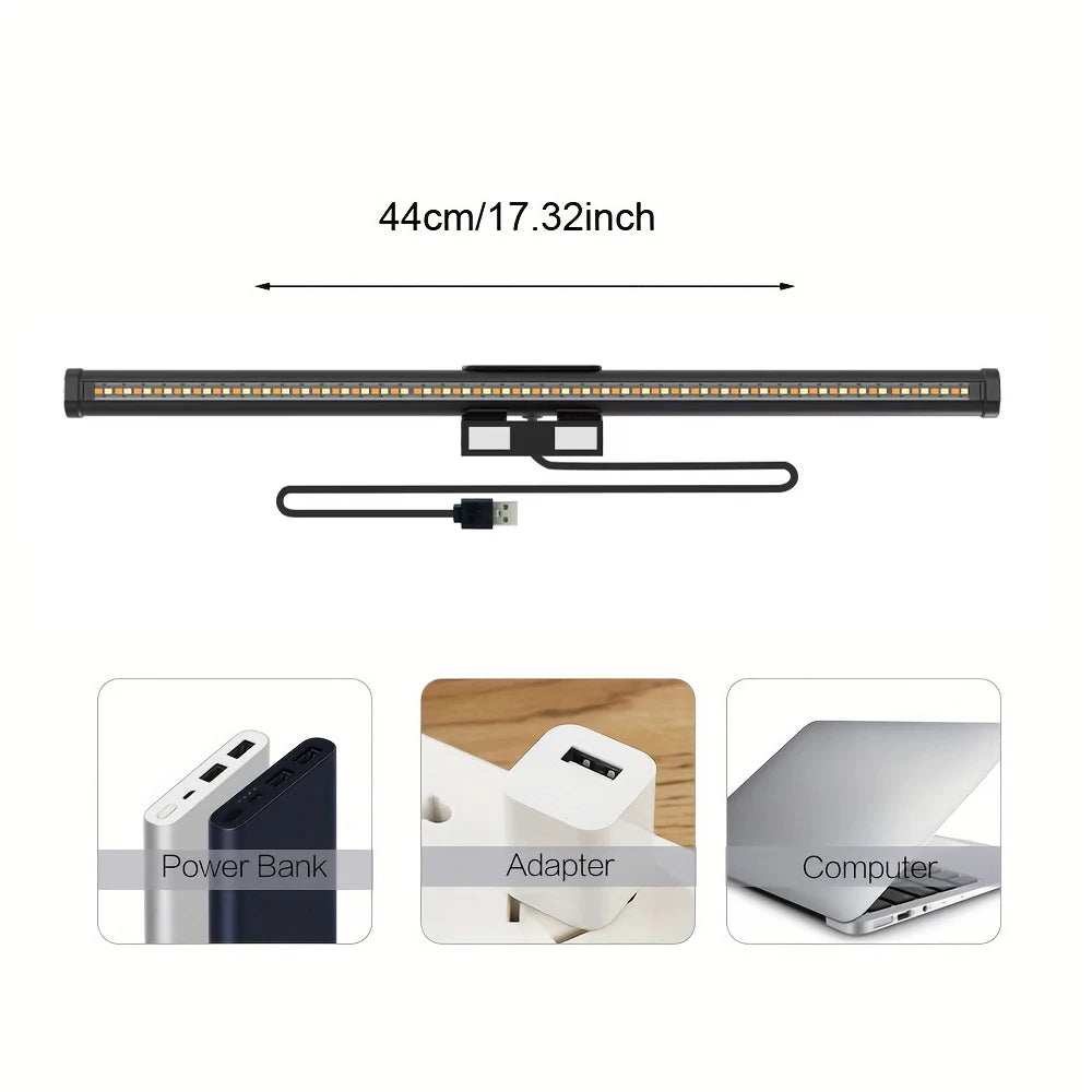 Barra Luminosa LED 44 Cm Per Monitor E Scrivania Con Atmosfera RGB Dimmerabile Ideale Per Studio E Lavoro