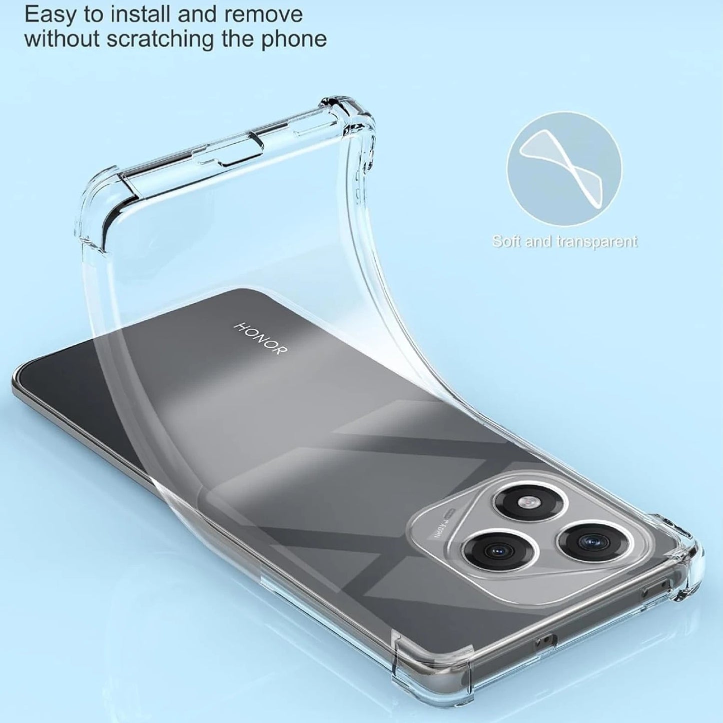 Custodia TPU Antiurto Trasparente per Honor 400 Lite 5G Quattro Angoli Protezione Antigraffio Antimpronta Digitale