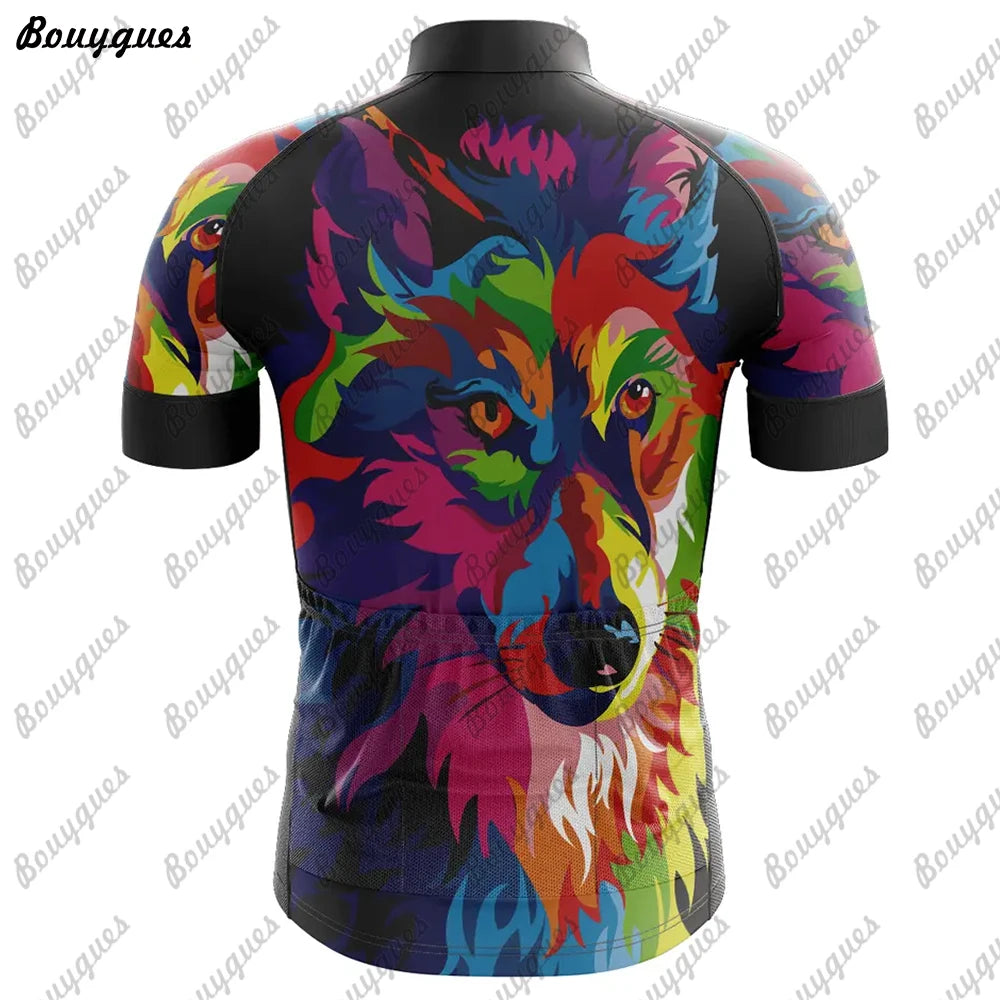 Maglia Ciclismo Uomo Wolf Pro Team MTB Downhill Alta Qualita Tricot Traspirante Con Tasche E Asciugatura Rapida