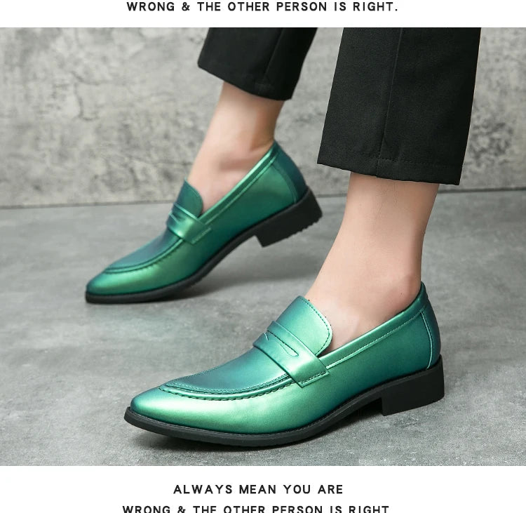 Scarpe Da Uomo In Pelle Oxford Verdi E Viola Scarpe Da Lavoro Classiche Mocassini Casual Eleganti