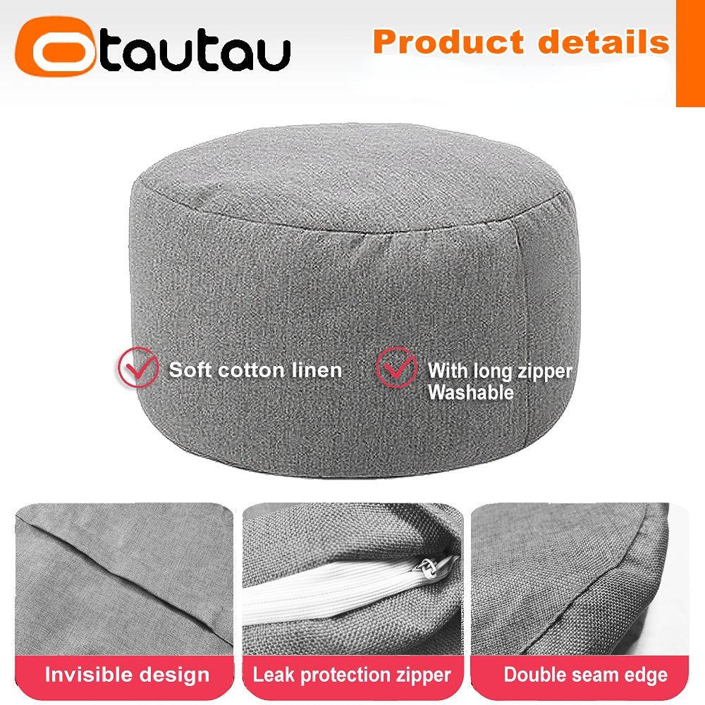 Sgabello Rotondo Diametro 30 Cm Altezza 20 Cm Pouf In Lino Ottomano Con Imbottitura Poggiapiedi Tatami Futon Puff JD001