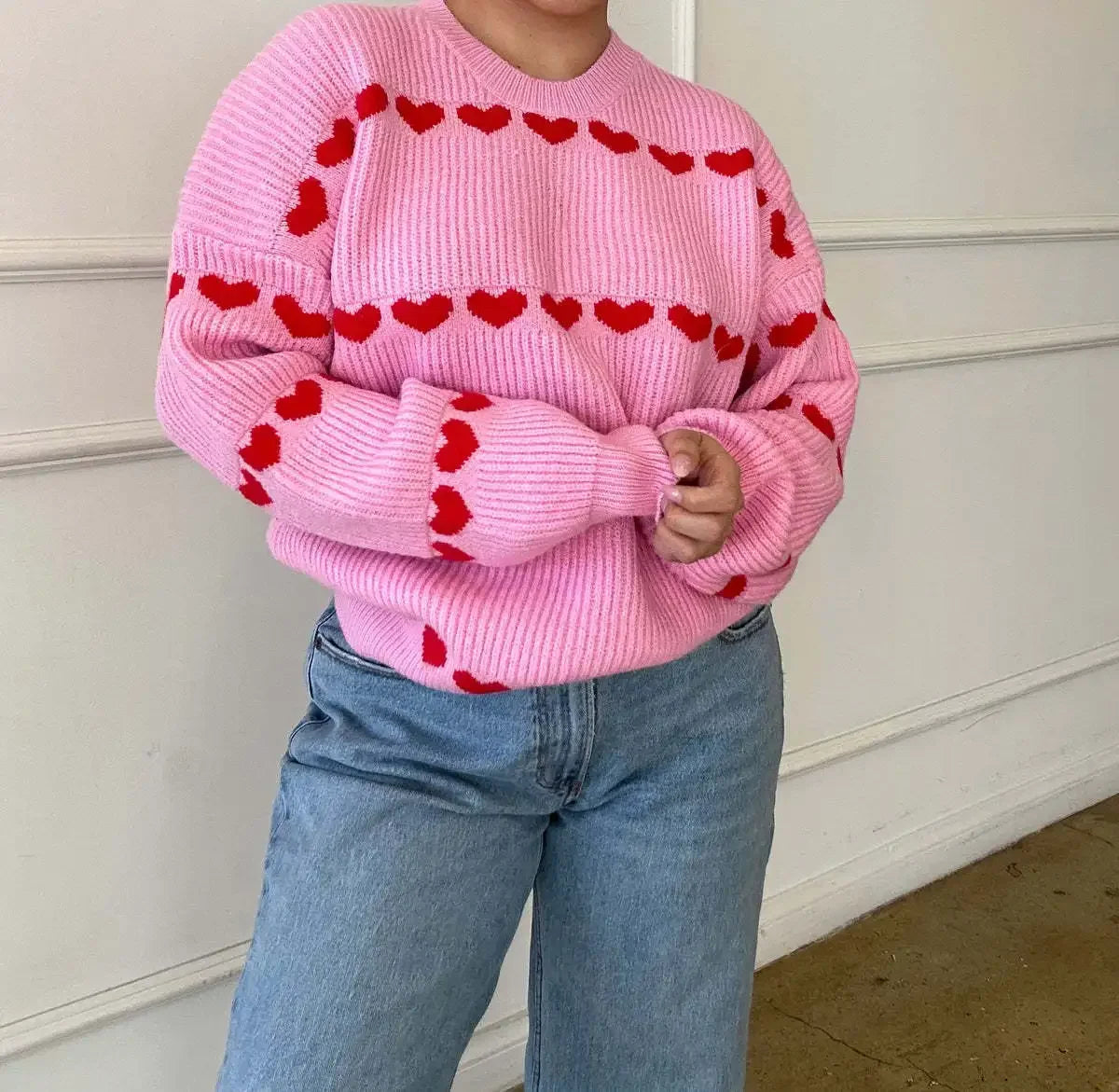 Maglioni Lavorati A Maglia Per Donne In Due Colori Jacquard Collo Rotondo Pullover Trend 2026 Nuovi