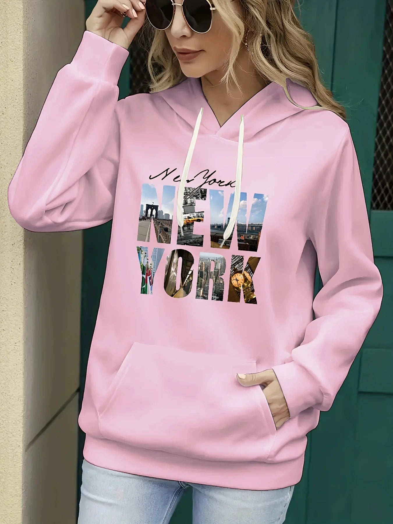 Felpa Donna Autunno Inverno Calda Ampia Casuale Con Cappuccio Maniche Lunghe In Pelle Scamosciata Stampata