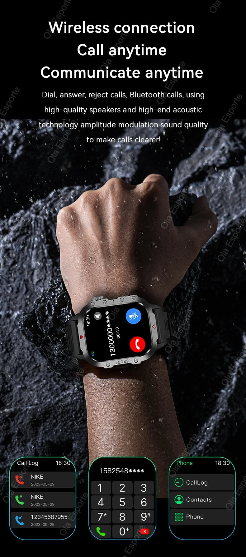 Smartwatch Militare Per Uomo 2026 IP67 3ATM GPS Bluetooth Salute Pressione Sanguigna Chiamate