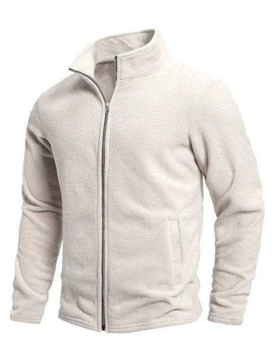 Top Caldo Da Uomo In Pile Tinta Unita Cardigan Con Cerniera Per Tempo Libero All'Aperto Primaverile Autunnale