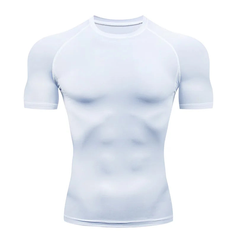 Maglietta Uomo Compressionata Da Corsa A Maniche Corte Per Allenamento Fitness E Jogging Rashguard Ad Asciugatura Rapida