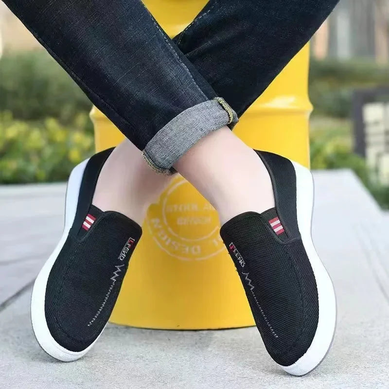 Scarpe Da Uomo Sneakers In Tela Traspirante Slip On Per Passeggio Tennis Mocassini Da Guida Casa Skate Lavoro