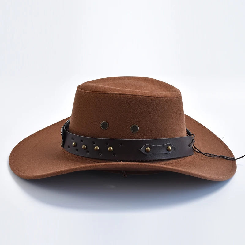 Cappello Da Cowboy In Pelle Scamosciata Artificiale Unisex Vintage Con Grande Bordo Per Cosplay E Feste