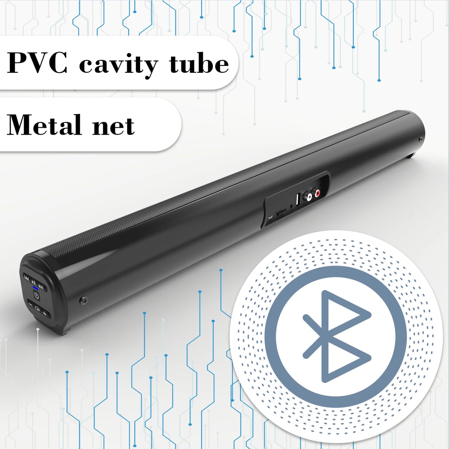 Barra Audio Bluetooth 5.1 Per TV E PC Cablata E Wireless Con Ingresso RCA Batteria Integrata Home Theater