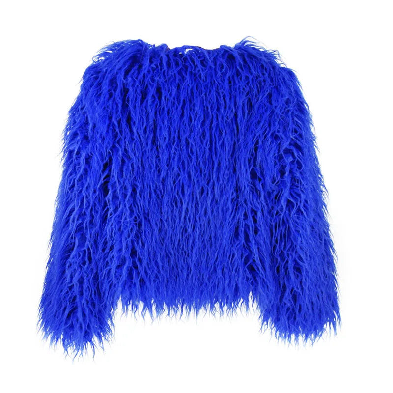 Cappotto Pelliccia Sintetica Rosa Donna Autunno Inverno Elegante Caldo Spesso Morbido Lavorazione A Maglia