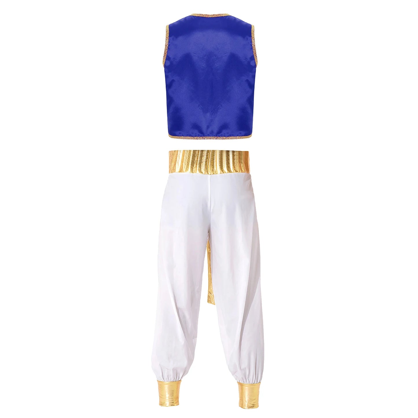 Costume Fantasy Myth Prince Aladin per adulti Gilet senza maniche e pantaloni Abito da palcoscenico per feste a tema Halloween Cosplay