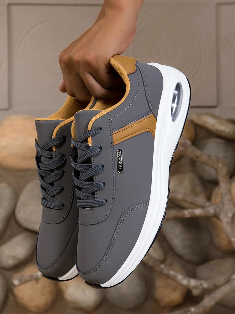 Scarpe Sportive Da Uomo Impermeabili In Pelle Casual Antiscivolo Da Passeggio E Tennis Con Aumento Di Altezza
