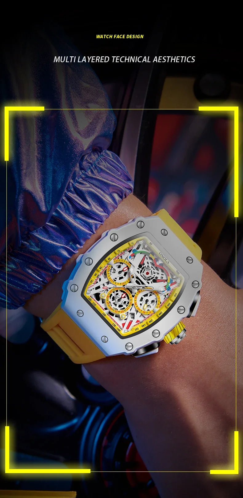 Orologio Da Uomo Di Lusso Onola Moda Casual Cinturino In Silicone Multifunzione Quarzo Impermeabile Bianco