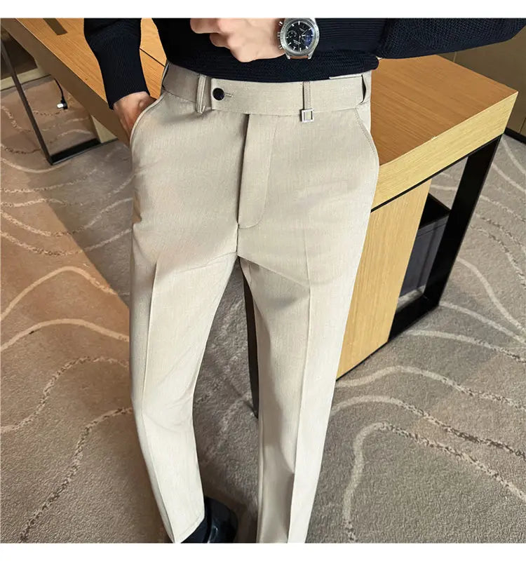 Pantaloni Da Uomo 2026 Primavera Slim Fit Eleganti Elasticizzati Tinta Unita Business Casual Pantaloni Da Ufficio