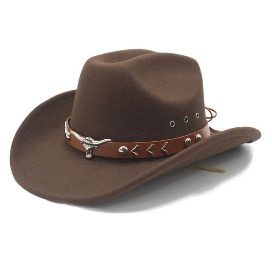 Cappello da cowboy occidentale transfrontaliero vintage Cappelli da cowgirl jazz da gentiluomo con bordo grande Vacanze Cappello cosplay per feste Sombrero Hombre