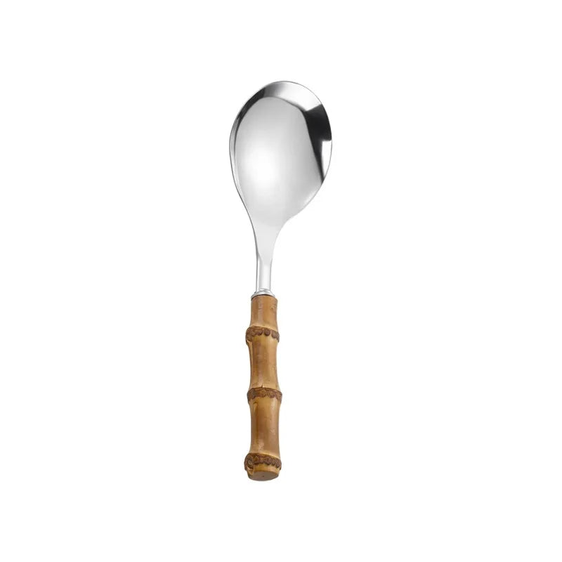 Pala Frittura In Acciaio Inossidabile Con Manico In Bambù Naturale E Cucchiaio Zuppa Giapponese Set Utensili Cucina