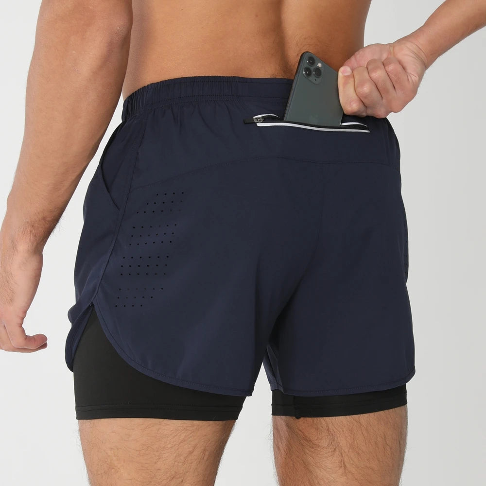 Pantaloncini Da Corsa Da Uomo 2 In 1 Palestra Asciugatura Rapida Pantaloni Corti Sportivi Estivi
