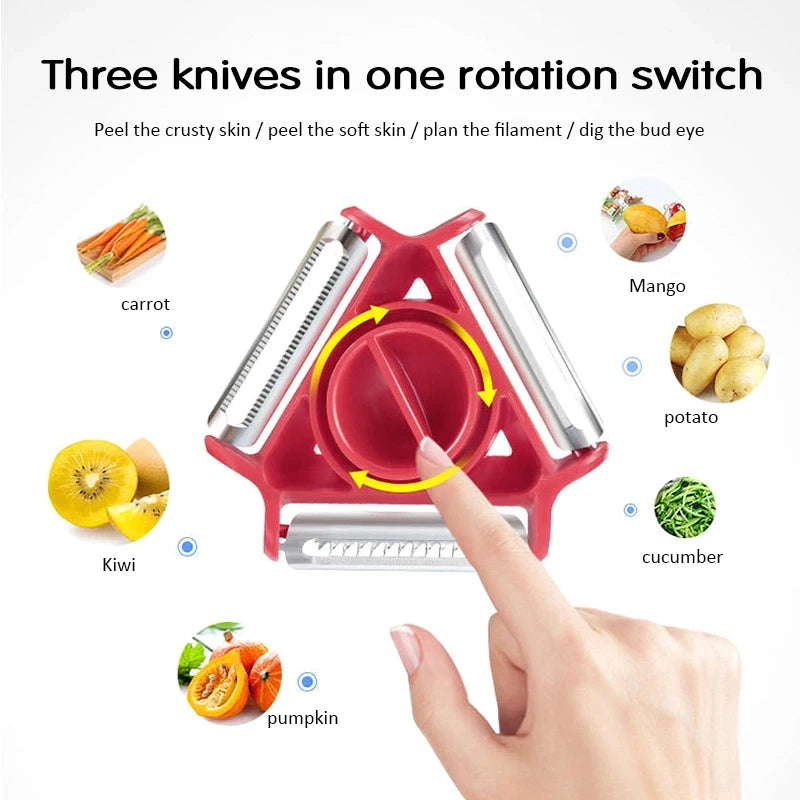 Set Pelapatate 3In1 Strumento Da Cucina Con Affettatrice Julienne Cutter Grattugia In Acciaio Inox