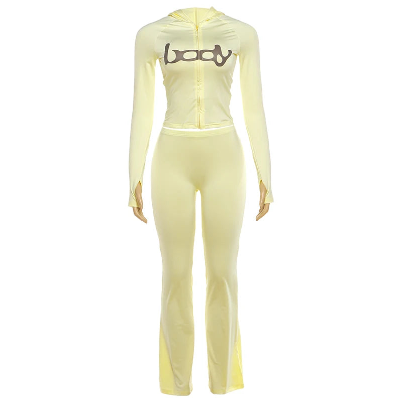 Tuta Due Pezzi Da Donna Con Giacca Cappuccio E Leggings Abbinati Slim Fit Streetwear Sportivo