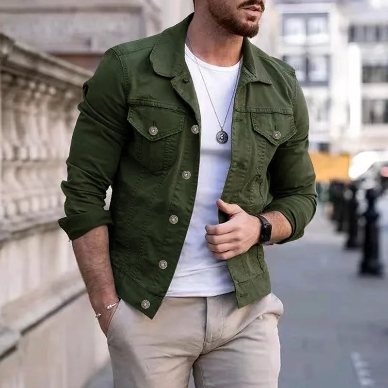 Giacche Jeans Uomo Slim Fit Hip Hop Streetwear Cotone Classico Abbigliamento Maschile Casual