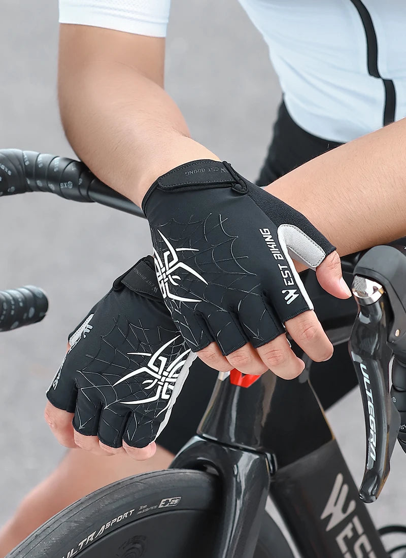 West Biking Guanti da Ciclismo Mezze Dita Con Motivo Ragni Cool Spider Estivo MTB Guanti da Strada Touch Screen