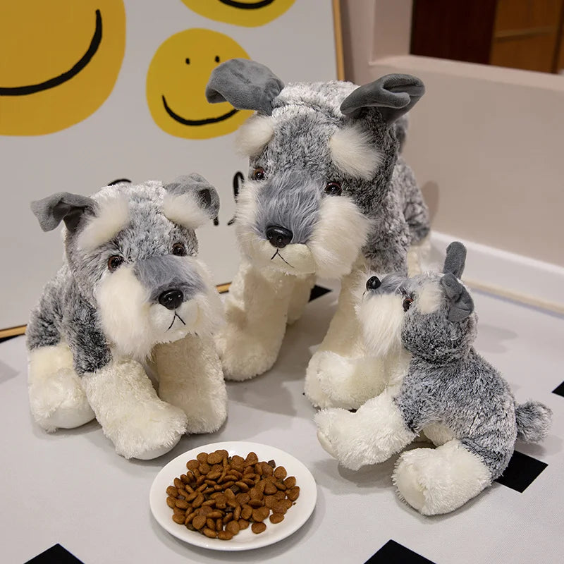 Peluche Schnauzer Cane Morbido 22 30 40 Cm Imbottito Tenero Per Bambini Regalo Natale