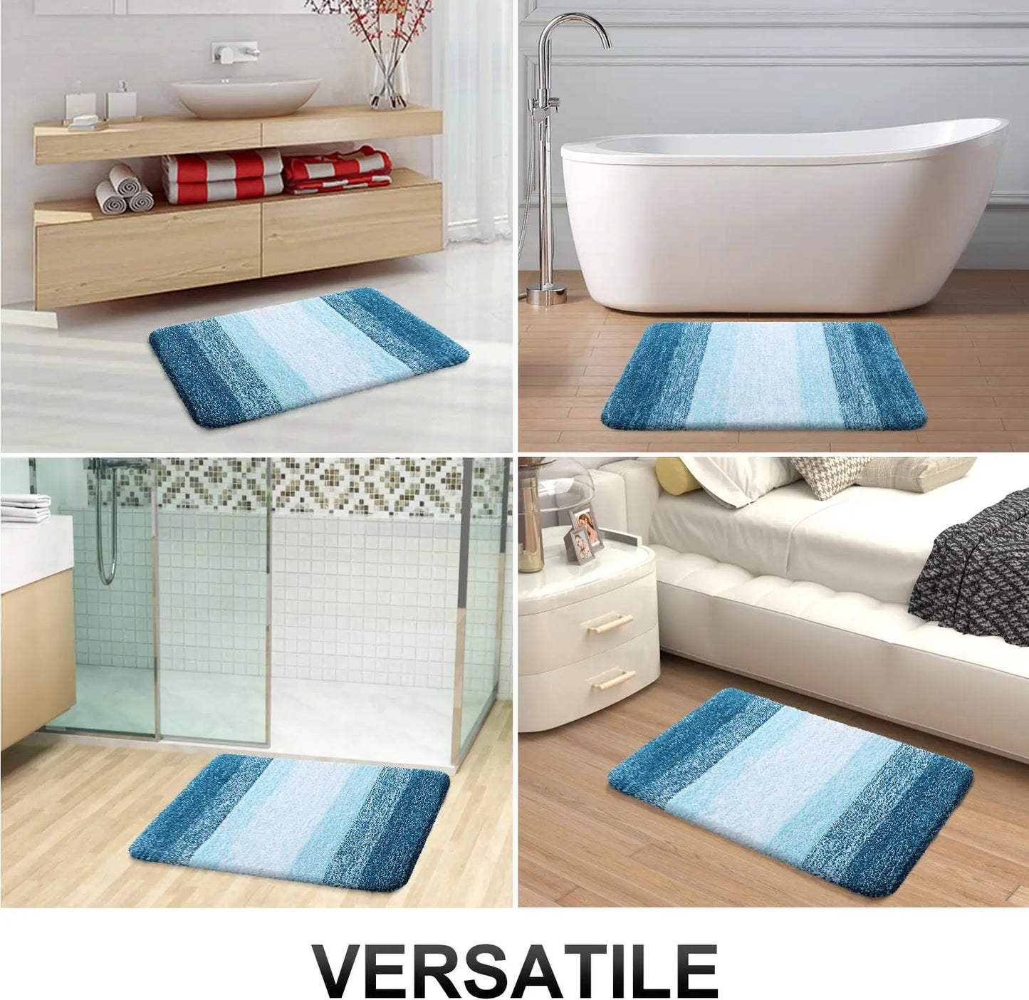 Kitinjoy Tappeto Da Bagno In Microfibra Assorbente Morbido Antiscivolo Shaggy Lavabile In Lavatrice
