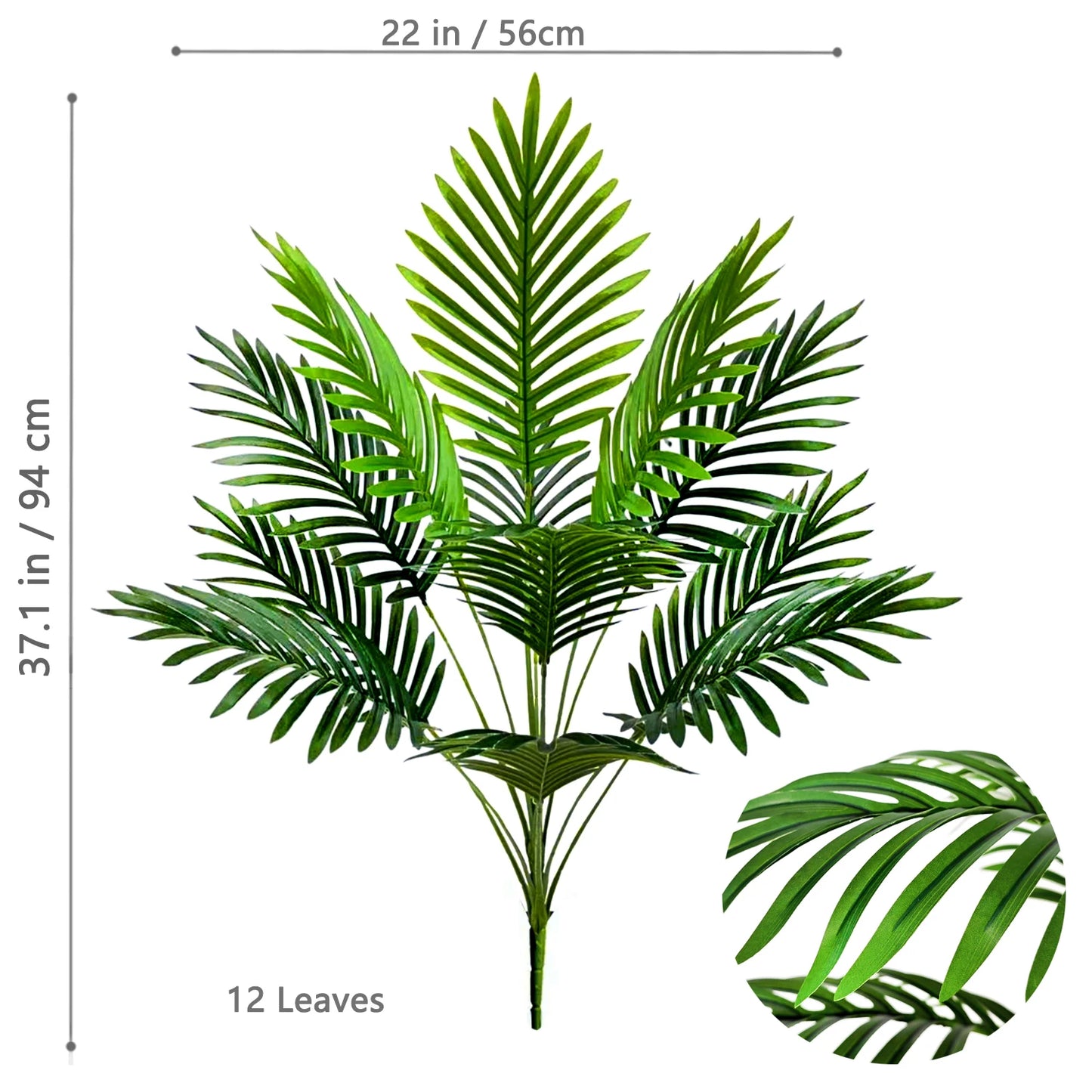 Palma Artificiale Tropicale Con Rami Di Foglie In Plastica Verde Per Decorazione Giardino Esterno Misure 50 90 120 Cm