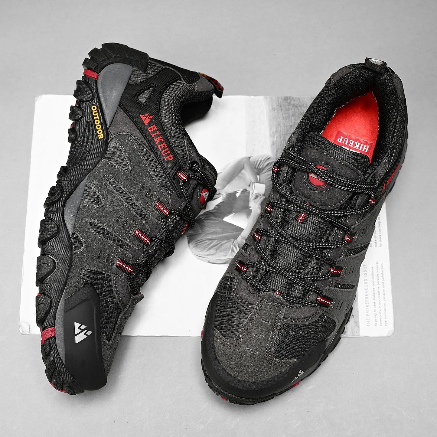 HIKEUP Scarpe Da Trekking Da Uomo In Pelle Scamosciata Impermeabili Traspiranti Esterno Resistente All Usura