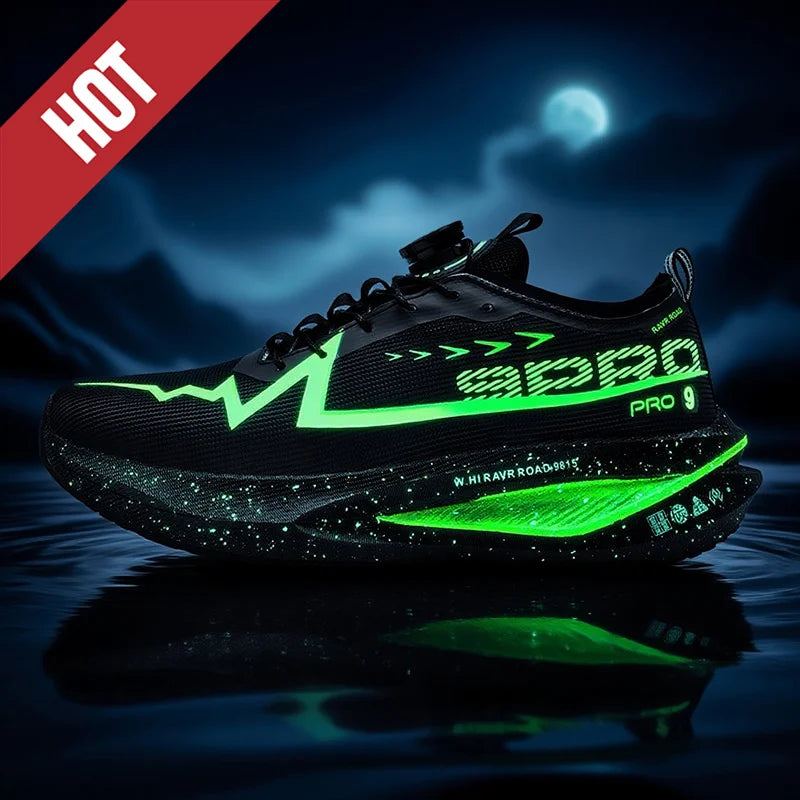 Scarpe Da Corsa Fluorescenti Carbon Board Marathon Uomo Traspiranti Leggere Comode Sneakers Antiscivolo