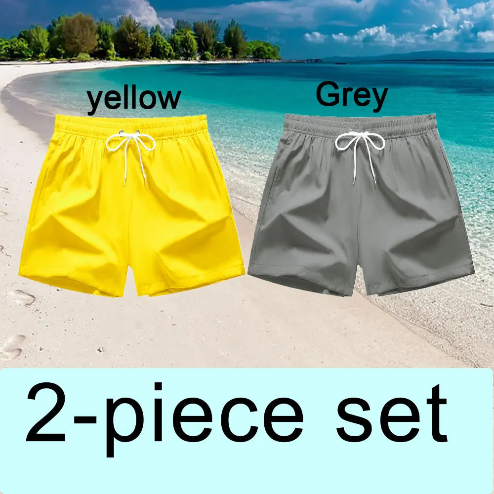 Pantaloncini da Bagno da Uomo da Surf ad Asciugatura Rapida Traspiranti con Coulisse e Tasche per Spiaggia Estiva