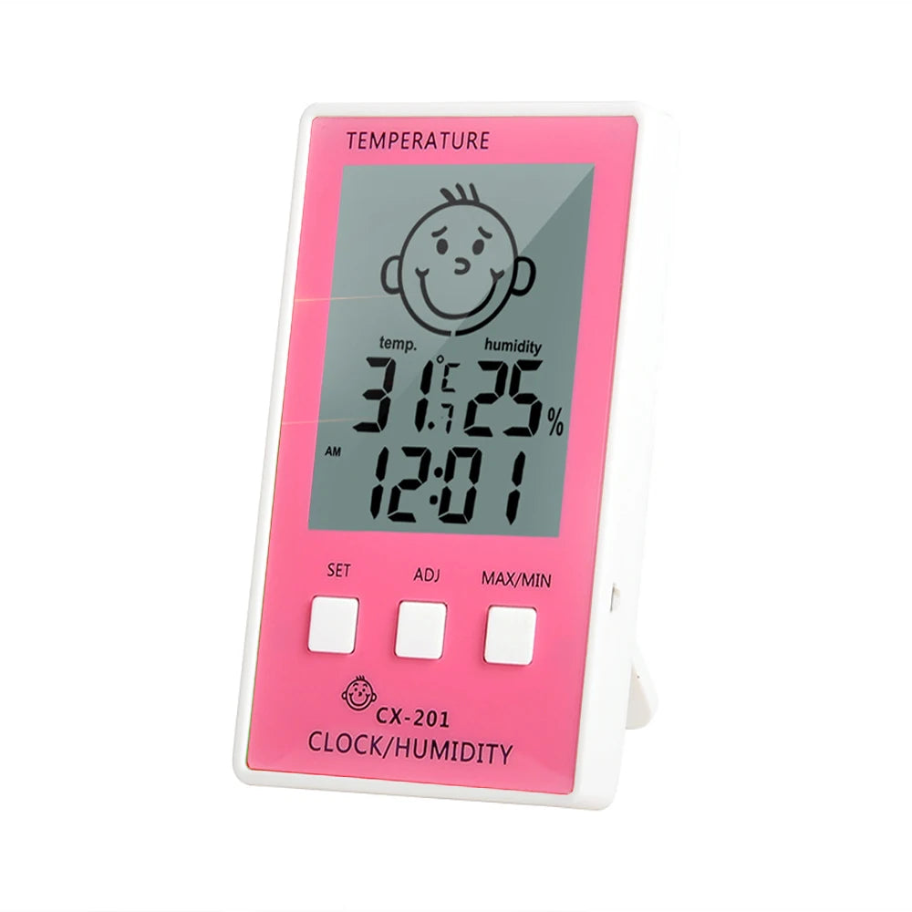 CX 201 Termometro Digitale 3 In 1 Igrometro Orologio Elettronico Interno Monitor Umidità