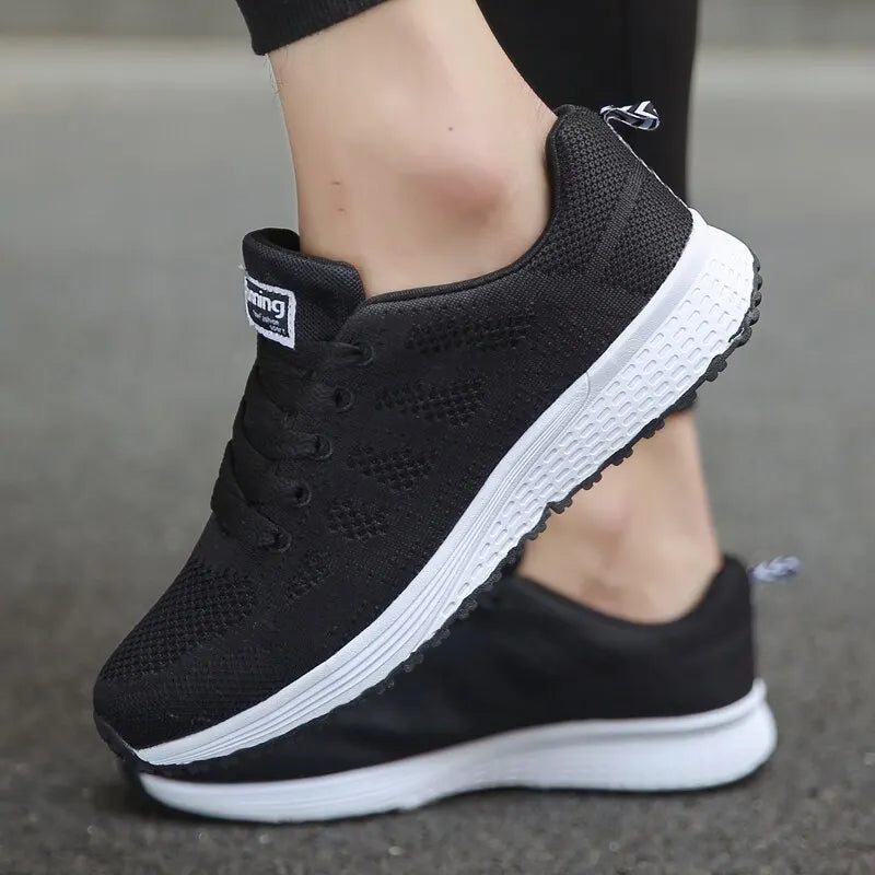 Scarpe Casual Traspiranti Da Donna Walking Mesh In Nylon Tessuto Calzature Femminili Leggere