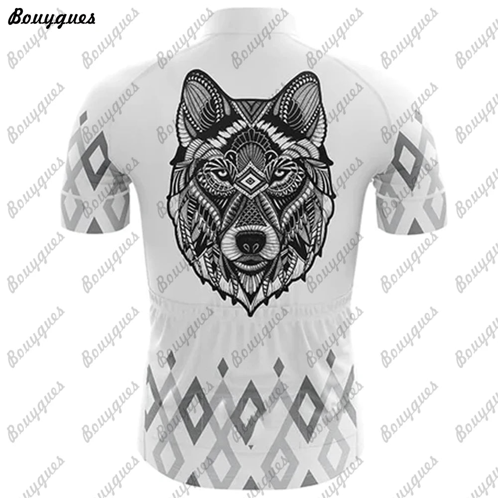 Maglia Ciclismo Uomo Wolf Pro Team MTB Downhill Alta Qualita Tricot Traspirante Con Tasche E Asciugatura Rapida