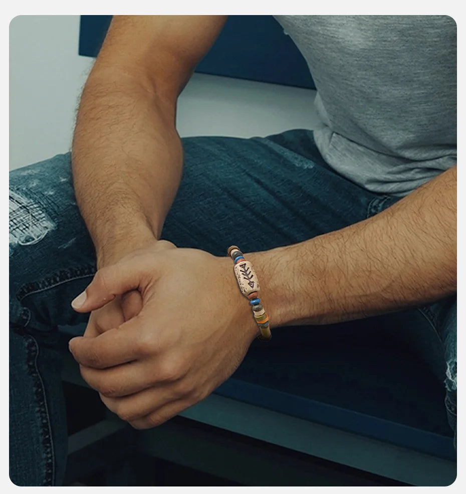Vnox Braccialetti Con Ciondoli E Perline Lisca Di Pesce Unisex Regolabili Stile Tribale Etnico Retro Vintage Gioielli
