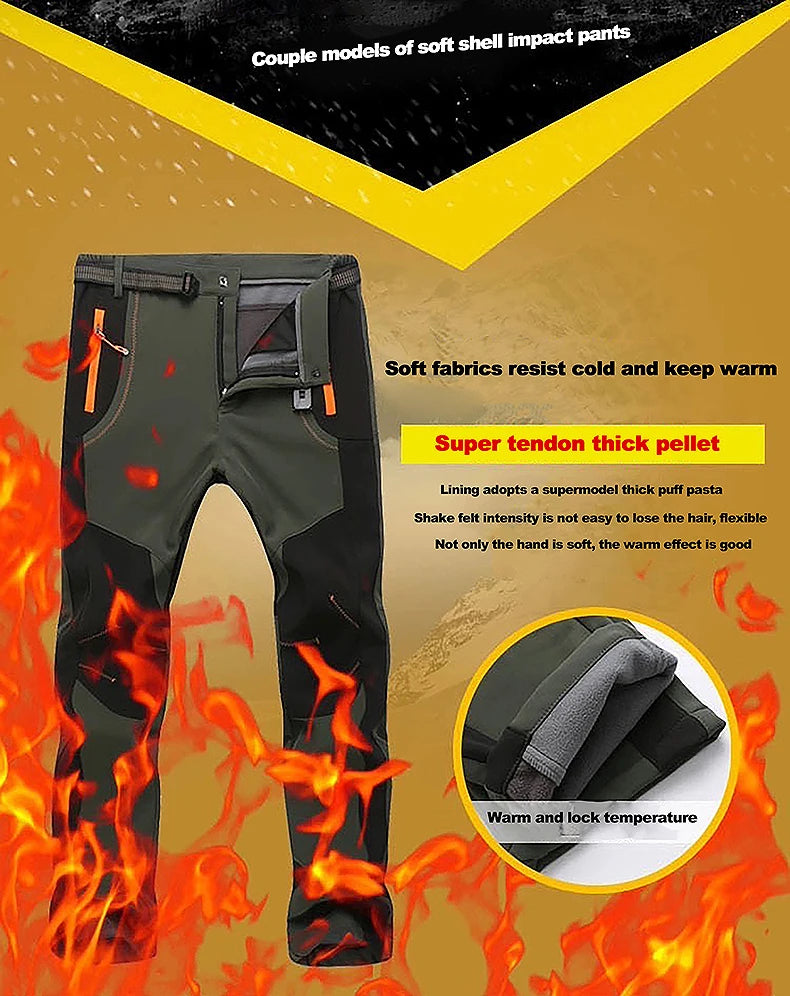 Pantaloni In Pile Invernali Da Donna Per Trekking Impermeabili Caldi Softshell All Aperto Antipioggia Antivento