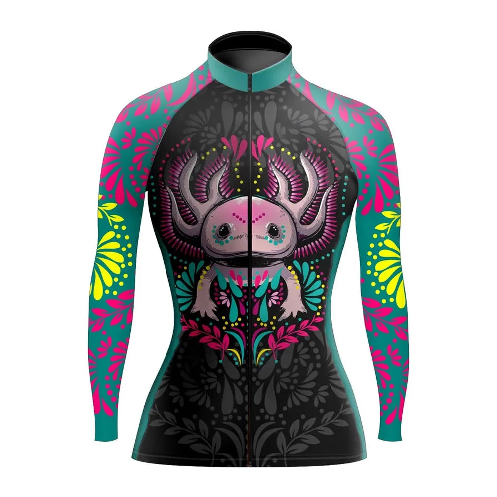 Downorup Maglia Ciclismo Donna Manica Lunga Tutta La Stagione Pile Caldo Leggera Modello L001