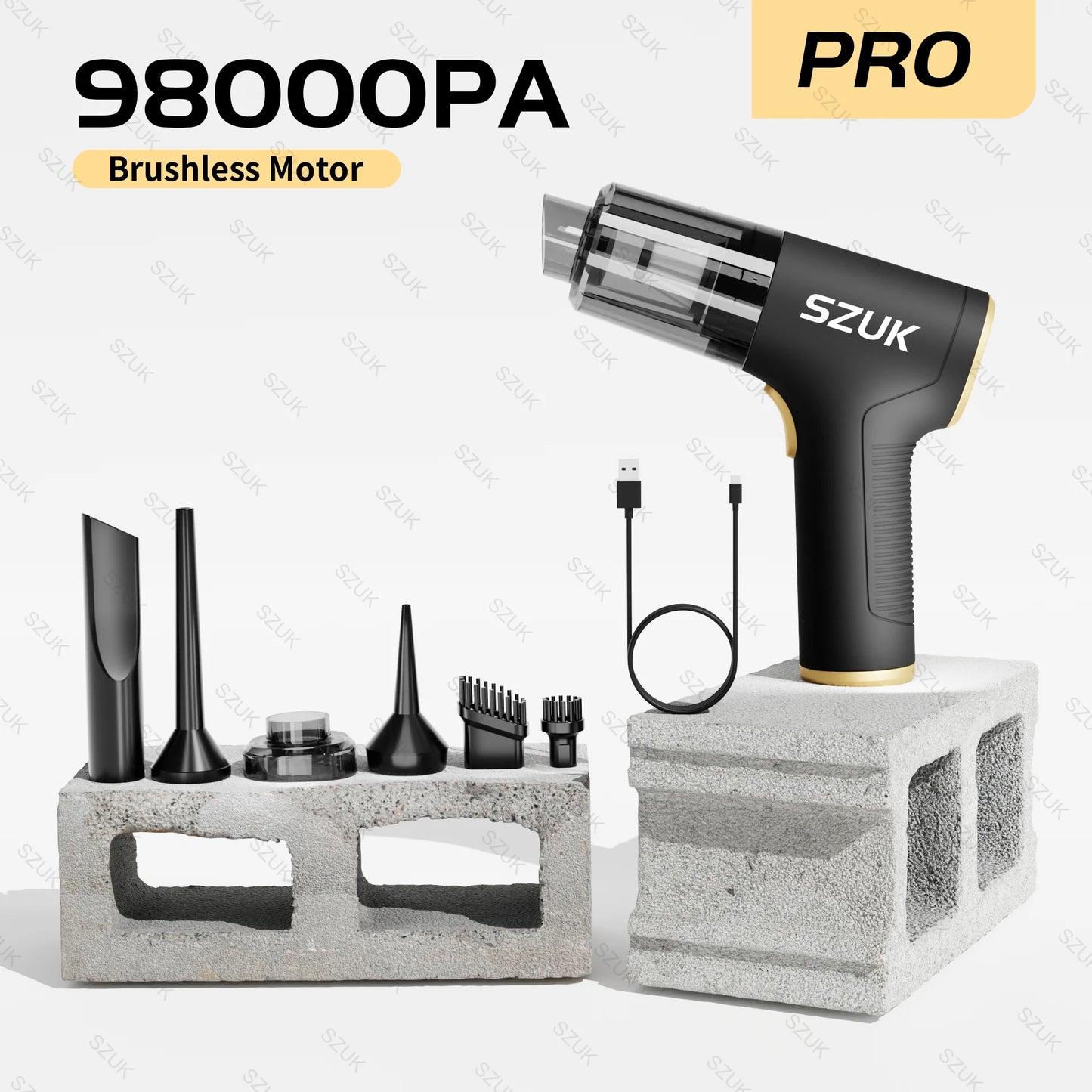 Szuk 98000PA Mini Aspirapolvere Per Auto Potente Pulizia Forte Aspirazione Palmare Wireless Portatile