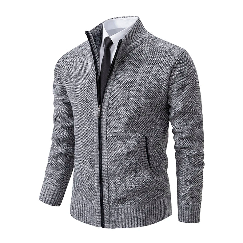 Cappotto Sportivo Casual Da Uomo In Jersey Autunno Inverno Con Colletto Alla Coreana E Cerniera Frontale In Pile