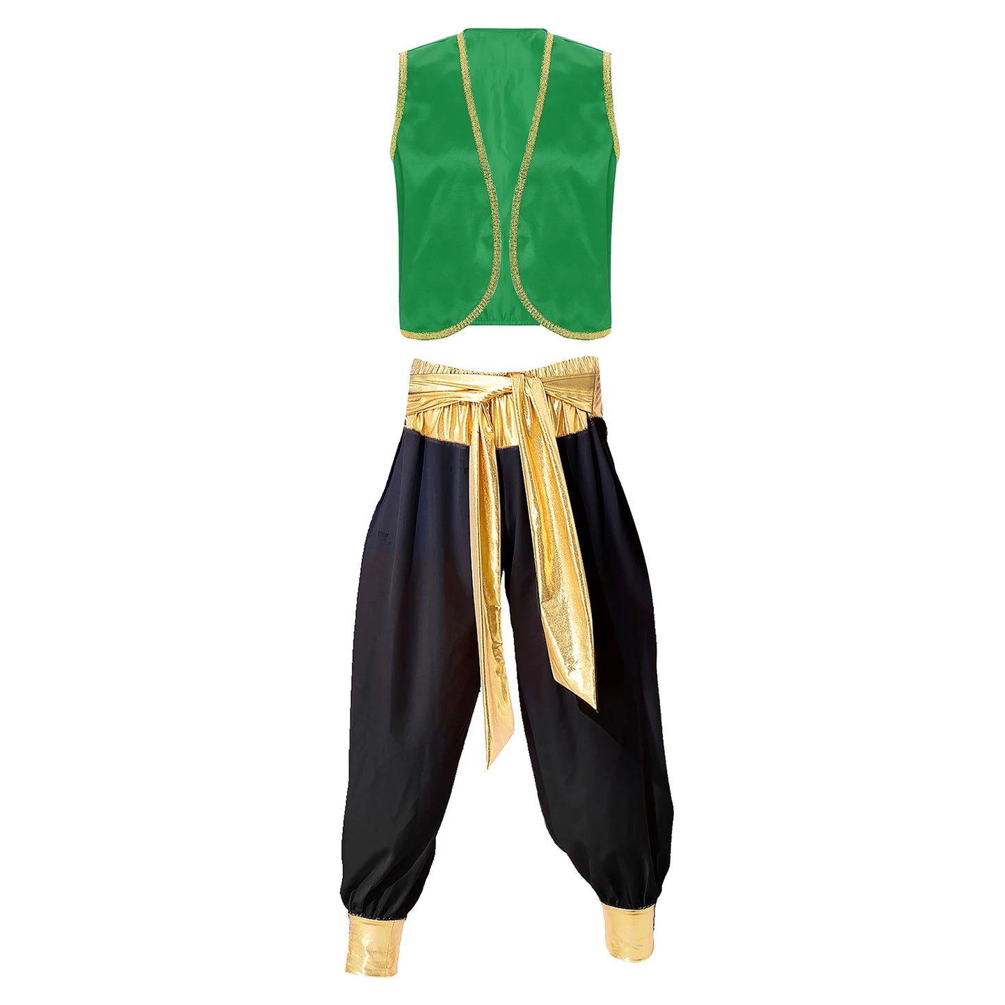 Costume Fantasy Myth Prince Aladin per adulti Gilet senza maniche e pantaloni Abito da palcoscenico per feste a tema Halloween Cosplay