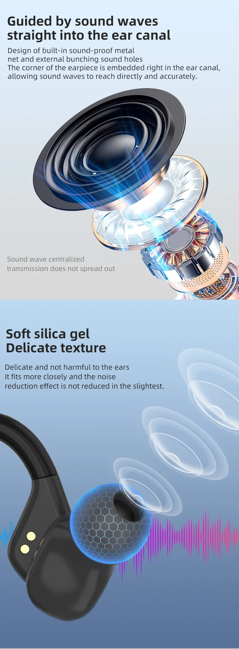 Otemkay SP16 Auricolari Wireless Sportivi Con Ganci Per Orecchie, Audio Dinamico, Microfono Integrato, Ideali Per Corsa