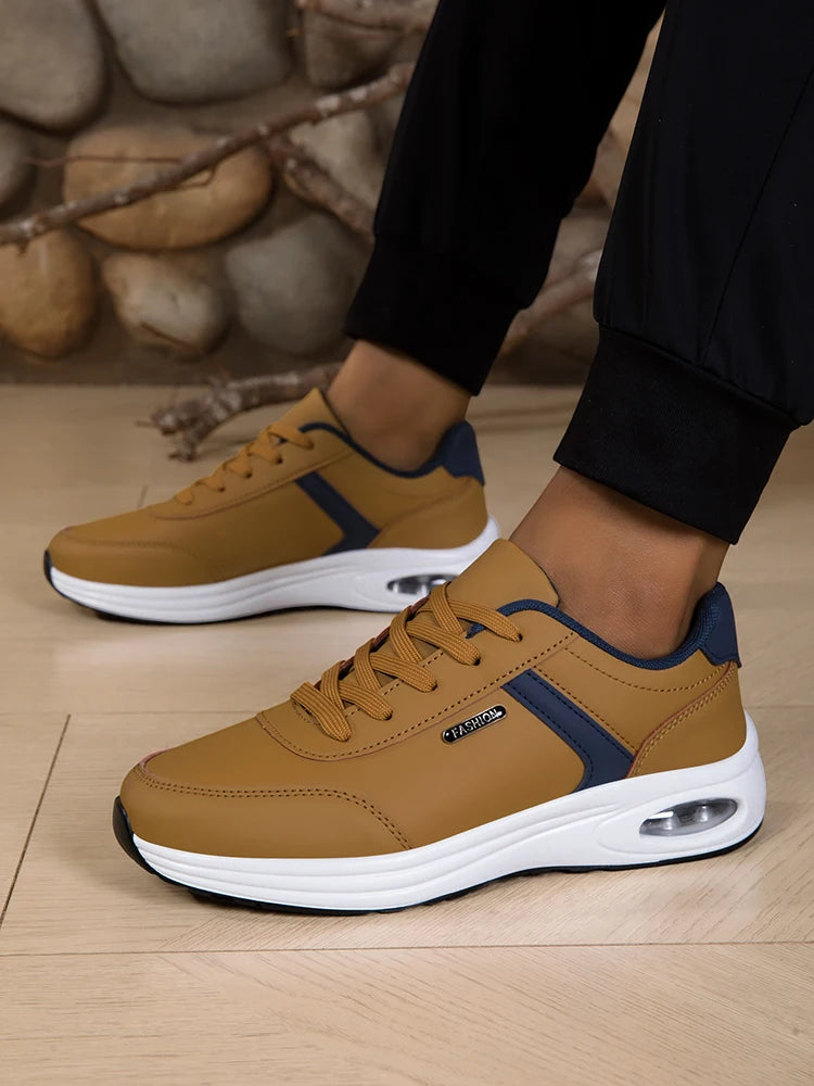 Scarpe Sportive Da Uomo Impermeabili In Pelle Casual Antiscivolo Da Passeggio E Tennis Con Aumento Di Altezza