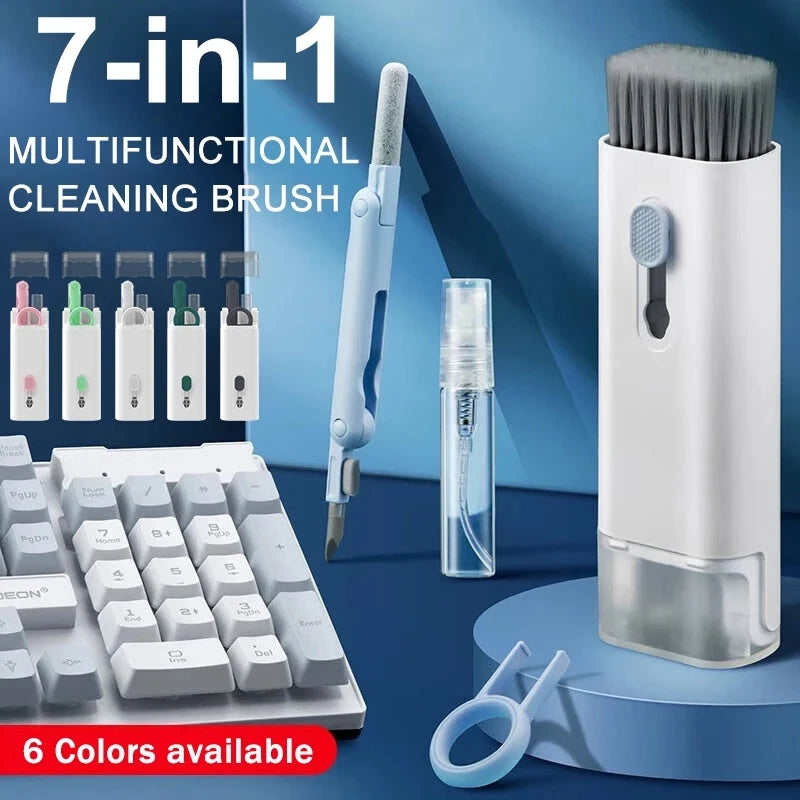 Kit 7 In 1 Spazzola Per Pulizia Tastiera Computer Auricolari Detergente Estrattore Copritasti