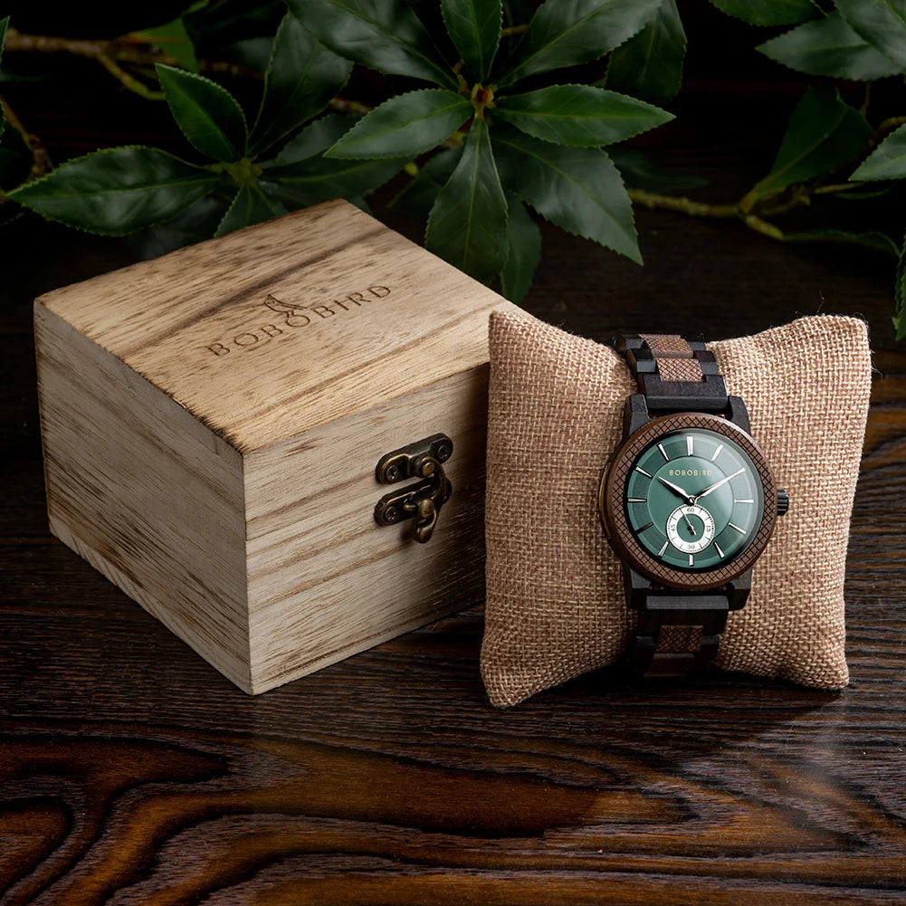 BOBOBIRD Orologio In Legno Da Uomo Personalizzato Nome Testo Sulla Custodia Posteriore Orologio Quarzo Scatola Regalo